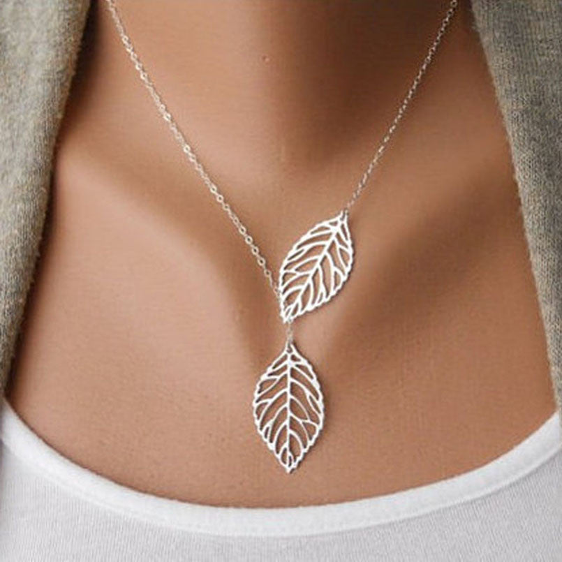 Double Leaf Choker Necklace